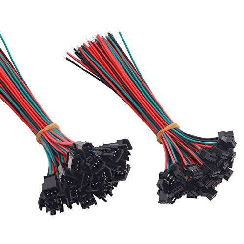 smseace 25pair 22AWG Male/Female JST 3Pin sm connectors wire length 150mm red/Blue/Green plug match Adapter Wire Cable Connections sm-3p-25
