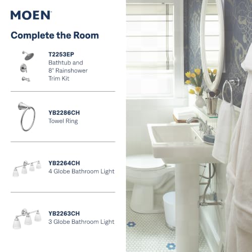 Moen TV6620 Brantford Widespread Bath Faucet, Chrome | Bathroom sink faucet, valve included, widespread installation, high arc spout, chrome finish - image 6