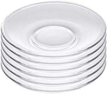 Sizikato 6pcs Clear Glass Snack Plate, Restaurant Dessert Plate, Tea Table Decoration Tea Bag Holder. 4 Inch