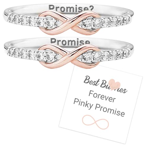 Forever Pinky Promise Infinity Rings, Best B Besties Matching Open Band Rings, Best Friends Forever...