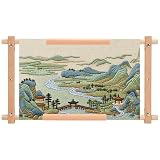 UNICRAFTALE Cadre à Broder Dérouleur en Bois 305x545x22.5mm Couleur Pêche Ajustable Support de Travaux d'Aiguille Grand Cadre de Broderie pour Tapisserie Patchwork Projets de Couture