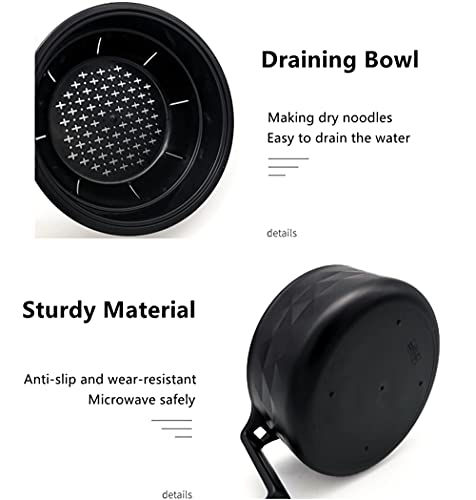 Ramen Cooker Ramen Bowl Set with Chopsticks 33oz Microwave Noodle Bowl Black - Picture 2 of 27