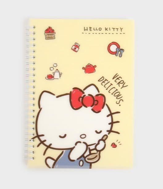 Carnet A5 à spirale jaune ligné 7mm cahier rigide mignon chaton 80 feuilles pour note et journal