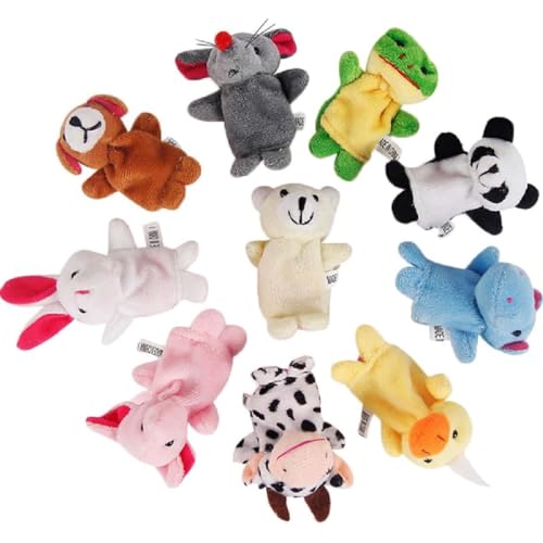 Títeres de Dedo para Niños, 10 Piezas Marionetas de Peluche de Animales para Bebés y Niños Pequeños, Regalo de Peluche para los Dedos de los Niños, Juego de Títeres Manuales