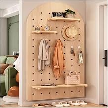 Pegboard, Wood Pegboard Combination Wall Organizer Kit, Wall Mount Peg Board Divider, Craft Organizer Peg Board Display for Bedroom StudyBrown,40x60cm