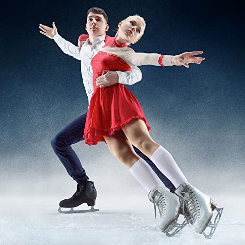 6 Pairs Ice Skating Socks Cotton Compression Socks Roller Skate Socks Knee Socks Athletic Sport For Women Girl (Black, White, Nude Color) #TOP3