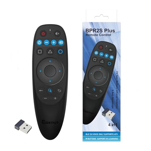 BPR2S Plus 2.4G RF, equipado con receptor USB, voz Bluetooth, control remoto de ratón de aire, giroscopio de 6 ejes, 4 teclas de aprendizaje por infrarrojos, apto para Android TV Box y TV Stick