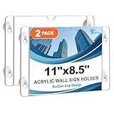 EHWINE 2 Pack Acrylic Window Sign Holder 8.5×11 Horizontal with 4 Suction Cups, Clear Acrylic Frames Wall Mount Advertising Signage Sign Holder for Store, School, Office, Home
