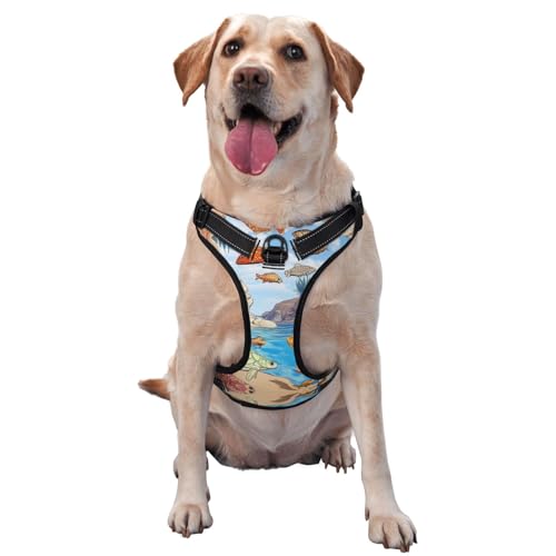 Arnés de arte paleontológico realista para perros pequeños, medianos y grandes, duradero, sin tirones, con correas reflectantes y hebillas de liberación rápida, grande