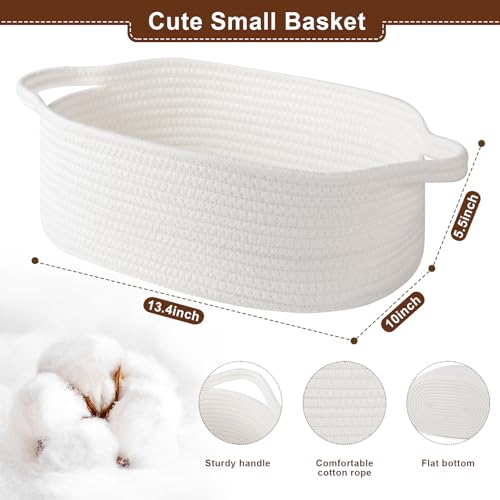 Image of OIAHOMY Gift Basket with Handle, 13.4 inchx 10 inchx 5.5 inch Easter Basket with Gift Bag, Ribbon and Wrap Tissue Paper, Nursery Bins Empty to Fill with Towels, Baby, Pet Toy Organizer - Easter White