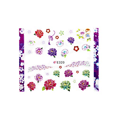 ネイルシール 牡丹 シール (パープル)花柄 和柄 和装 フラワー 浴衣 和花 日本 風物詩 祭り 浴衣 花輪 植物 花