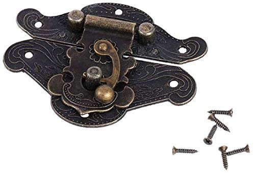 Zerodis Antique Embossing Hasp Clasp Lock with Screws for Wooden Jewelry Box Cabinet(XS 38 * 29mm) 4