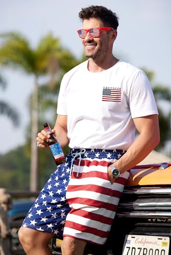 Arvilhill Men American Flag Shorts Patriotic Stars Stripes SweatShorts with Elastic Waistband (S-3XL)2