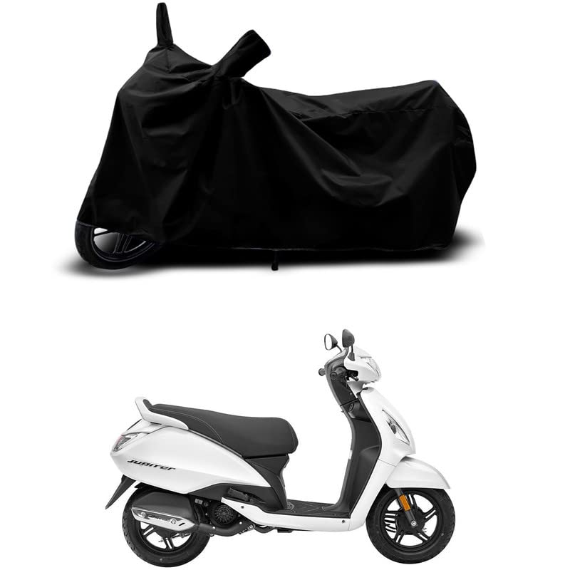 Image of 100% Scratchproof /UV-Rays /Heat Protection /Birds Dropping /Water Resistant /Dust Proof /Waterproof /Full Bike Scooty Two Wheeler Body Cover Compatible for Jupiter Sheet All Varients[Black]
