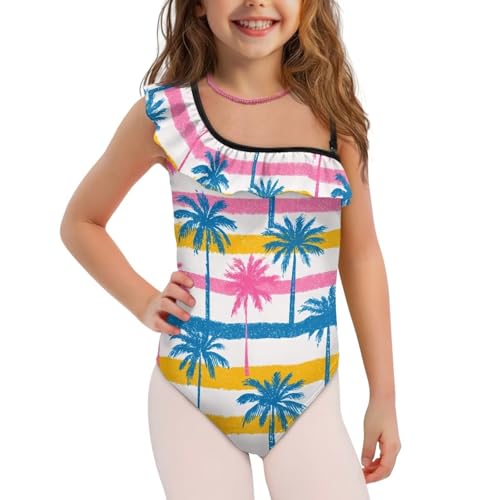 Image of Girls Swimsuit One Piece Ruffle Swimsuit Non-Slip Straps UPF 50+ for Girls Size 3-14 Years