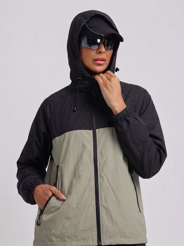 Image of CHKOKKO Windcheater For Women With Hood | With Advanced Upf 50+ UV Windproof Windbreaker Sunscreen | Lightweight Water-repellent Sports Outdoor Travel & Everyday Wear Windshield