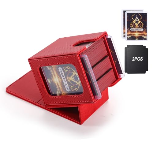 MTG Deck Box with Windows, Holds 120+ Cards, PU Leather