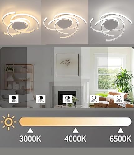 Lustre LED de salon blanc à intensité variable avec télécommande incluse - 5