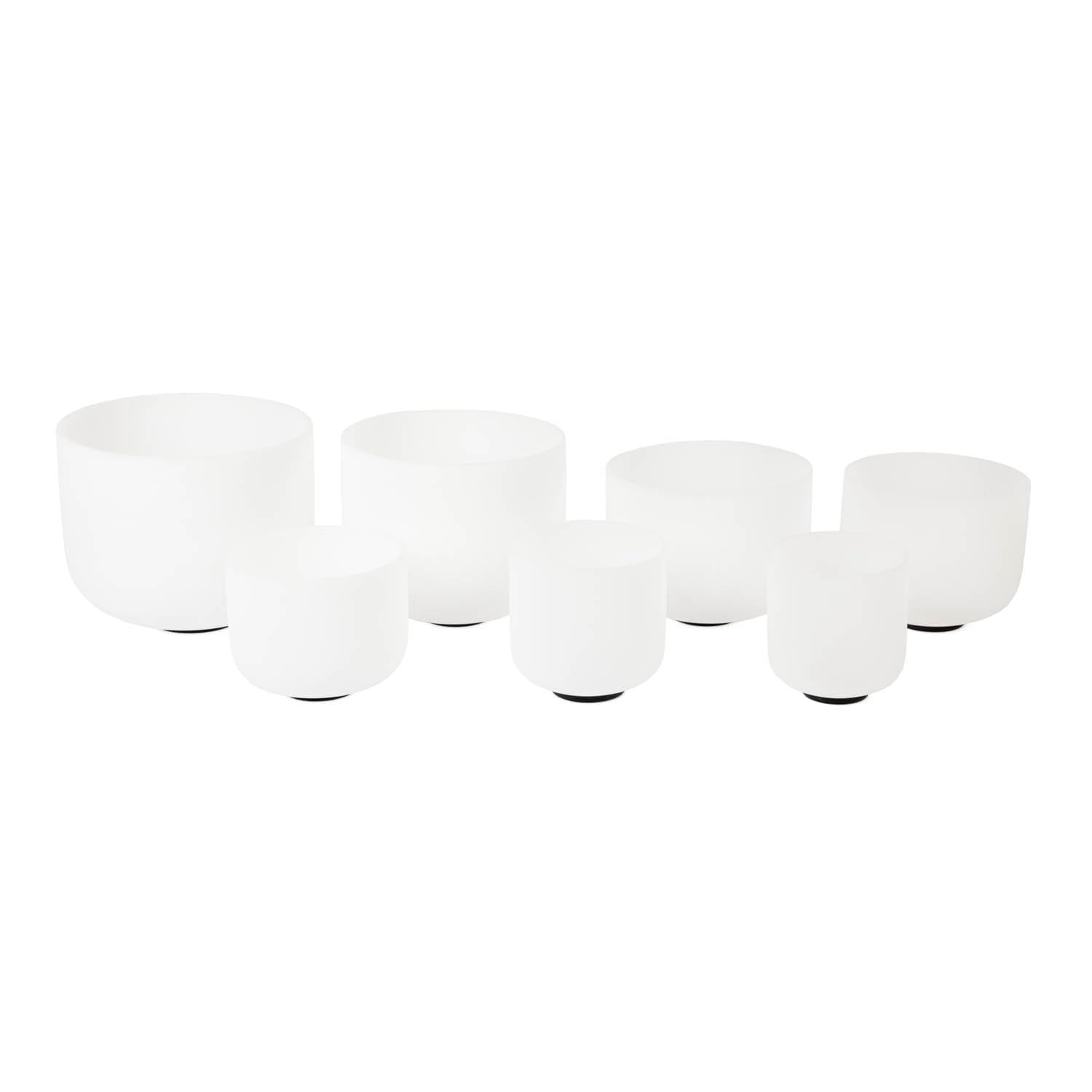 Bodhi Set di campane tibetane in cristallo piccole, accessori per la guarigione del suono, yoga e meditazione | Singing Bowl in quarzo | Include bacchetta e anello in silicone | tonalità di base