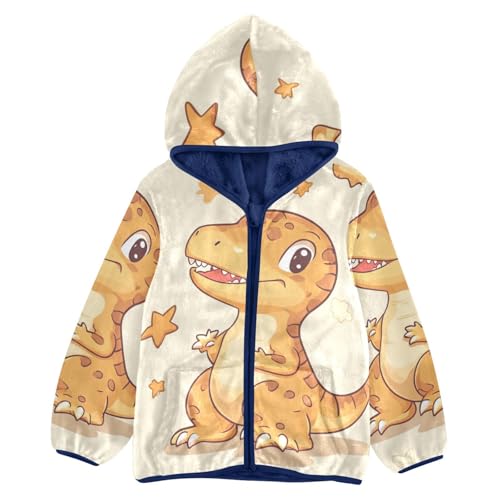 Cute Dinosaur Tyrannosaurus Rex Girls Fleece Jacket Girls Fall Jacket Girls Zip Up Hoodie Girls Sherpa Jacket 2-10T