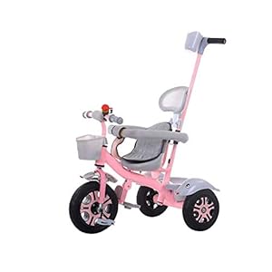 3 in 1 kinderwagen kinderfiets draagbare jongen en meisje speelgoedauto’s met veiligheidshek Comfortabele rug met bekerhouder (kleur: rood) (roze)