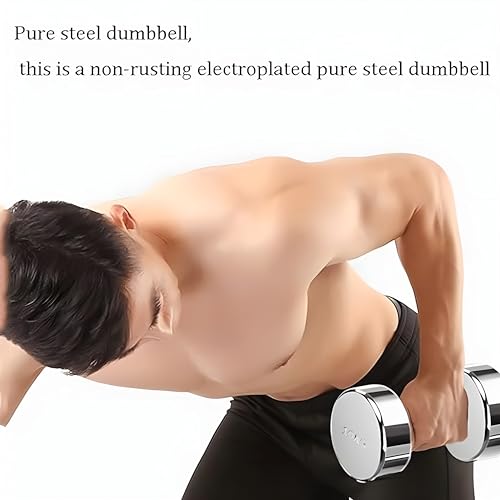 Image of Dumbbells Set for Home Gym Cast Iron Stainless steel Dumbbells set for Home Workout Steel round dumbbells for fitness dumbells Gym Kit (8.00, Kilograms)