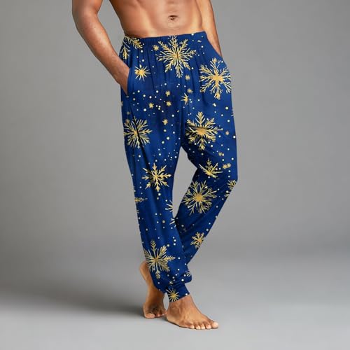 ADHOWBEW Mens Christmas Pajamas Pants Drawstring Big and Tall Holiday Relaxed Fit Sleepwear Reindeer Bottoms with Pockets3