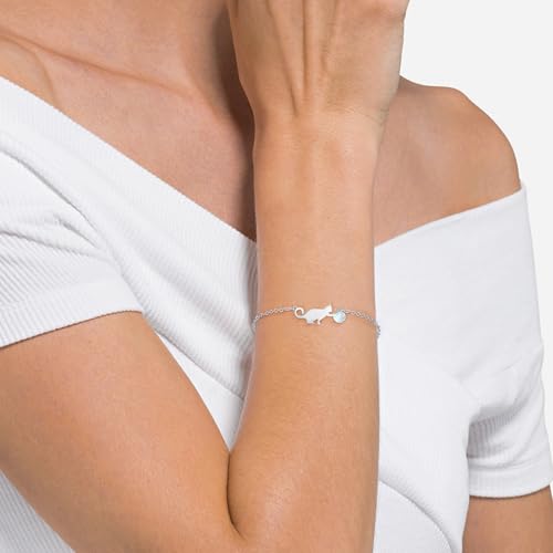 PRAYMOS Cat Bracelets for Women, 925 Sterling Silver Opal Kawaii Kitty Bracelet Hypoallergenic Cat Jewelry for Women Cat Themed Gifts4