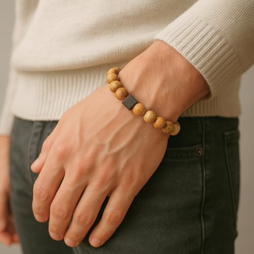 Image of THE MEN THING Natural Stone Bracelets - Adjustable Beaded Wristwear for Men & Boys (Multi-Design Collection)