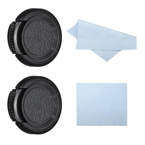 Tapa para lente PATIKIL de 27 mm, paquete de 2 unidades, tapa universal con diseño de pinza lateral para lentes DSLR, color negro, compatible con Nikon, Fujifilm y Pentax miniatura 1