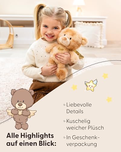 NICI Dein Schutzengel Kuscheltier Bär La La Bearie 28cm in Geschenkbox - Teddybär klein, Niedliches Stofftier zum Kuscheln und Spielen, Plüschtier für Schmusetierliebhaber - 61184