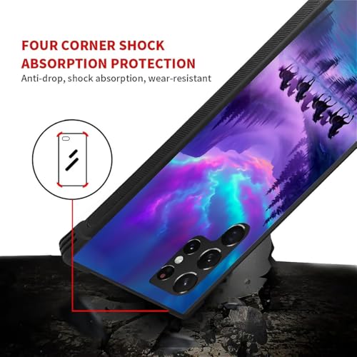 Coque Samsung S23 Ultra antichoc violette motif cheval sauvage et forêt