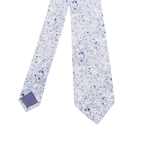 Image of Cotton Floral Ties for Men 2.76 inch Men's Skinny Tie Linen Flower Printed Neck Tie for Wedding Dating Party