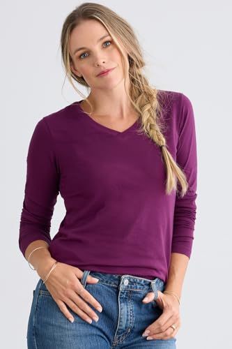 Women's Organic Pima Cotton Long Sleeve V-Neck T-Shirt2