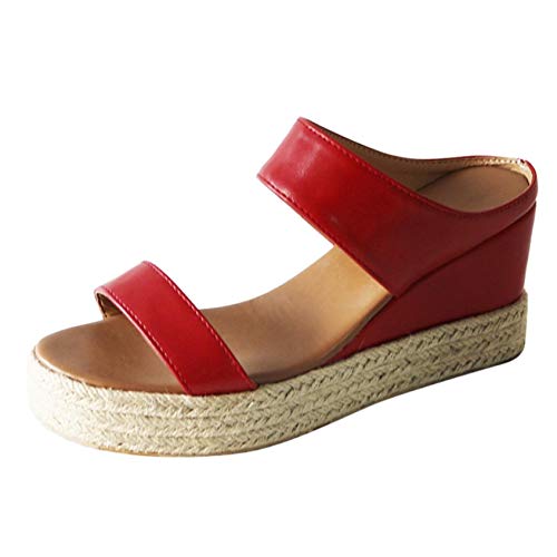 TEEL ONG - Sandalias de tacón con cuña para mujer, con puntera abierta, puntera abierta, con tachuelas, decoración básica y transpirable, para mujer, color, talla 39 EU