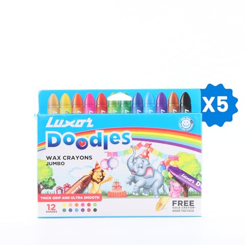 Image of Luxor Doodles Jumbo Wax Crayons 12's, Pack of 5