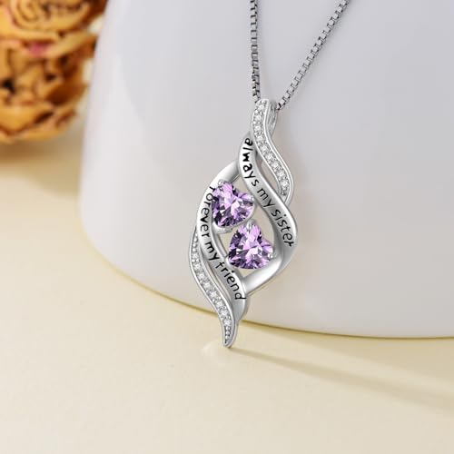 Birthday Gifts for Sister 925 Sterling Silver Infinity Birthstone Necklace Always My Sister Forever My Friend Jewelry Christmas Gifts for Women Daughter4