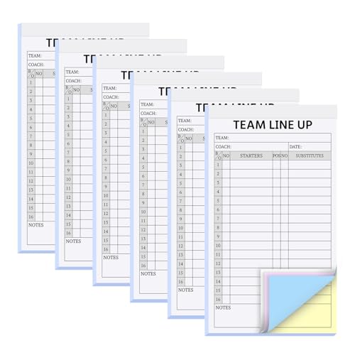 suituts 180 Sets Baseball/Softball Lineup Cards 4 Part Carbonless 16 Player Roster Line up Sheets for Coaches Team Sports (6 Pads 4.5 x 8 Inch