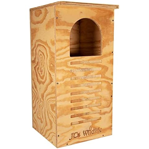JCs Wildlife Barred Owl Nesting Box - Treated Exterior Grade Plywood - Mounting Hardware and Pine Shavings Included - Dedicated Clean Out Door for Easy Cleaning - Made in The USA Cover