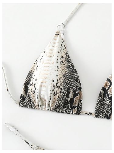 WDIRARA Women's Snakeskin Print Halter Bikini Set Triangle Thong Swimsuit Two Piece Bathing Suit3