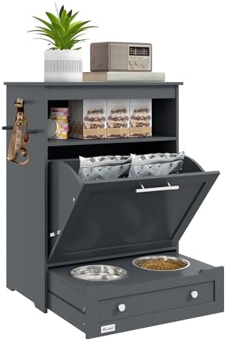 PawHut Dog Feeding Station with Raised Bowls & Storage Cabinet, P...