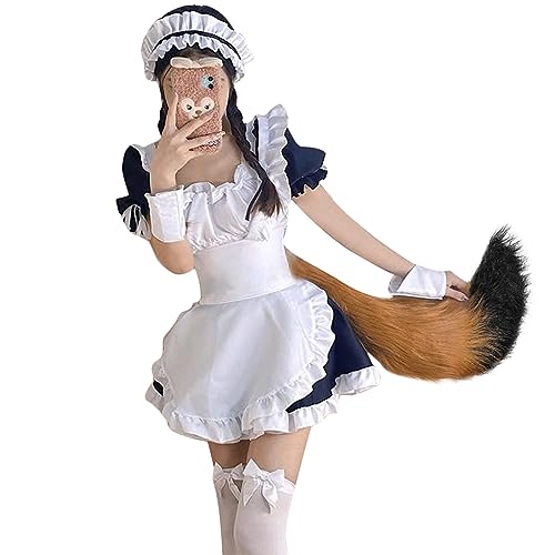 XINCHIA Faux Fur Fox Cat Large Long Tail Kit Fluffy Wolf Fox Cosplay Costume Long Tail Kit Animal Dress Up Fancy Dress Accessories Halloween Role Play Party Costume for Adults - Image 3