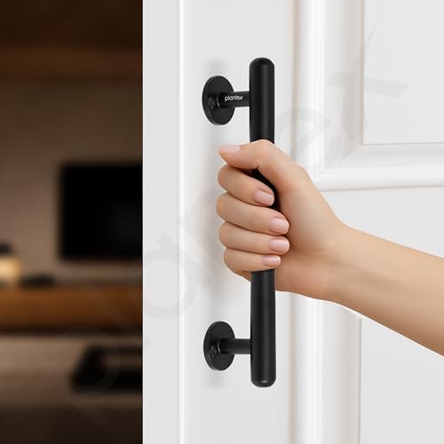 Image of Plantex 8 Inch Pull-Push Door Handle /Stainless Steel Main Door Handle /3 Years Warranty Pack of 2 (S-142, Black)