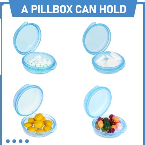 Image of 4 Pcs Mini Pill Organizer Small Pill Box Cute Portable Pill Case for Pocket Purse Travel Storage Containers Earplug Case Medicine Dispenser Vitamin Holder (4 Blue)