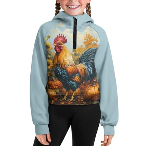 Cute Hoodies for Girls Graphic Sweatshirt Zip Up Hooded Pullover Outfits for Kids Fall Jackets with Pockets 5-14