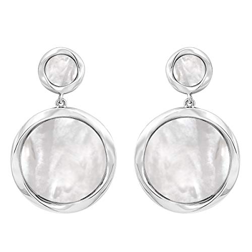 Honora Natural White Mother-of-Pearl Circle Drop Earrings in Sterling Silver