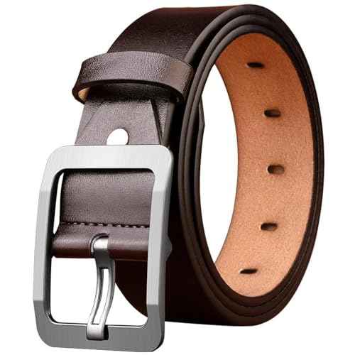 Men's Luxury Leather Belt With Pin Buckle - Stylish Waist Strap For Jeans, 47.2in/120cm