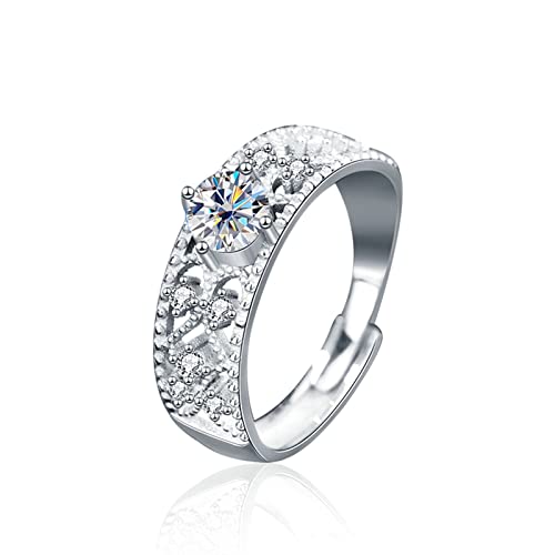 Bague moissanite argent 925 anneau large incrusté pierre mariage fantaisie
