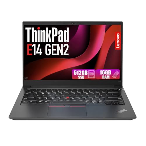Lenovo ThinkPad E14 Gen 2 14' FHD (1920x1080) Laptop, 11th Gen Quad-Core i5-1135G7 Notebook PC, 16GB DDR4 RAM, 512GB SSD, HDMI, Windows 11 Pro (Renewed)