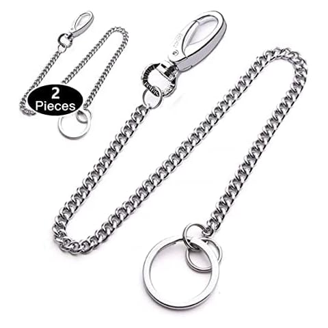 Link chain, wallet chain, key chains, long chain made of stainless steel, punk keyring with chain for biker, trucker, hat, costume decoration, trousers chain, jeans chain, 38 cm for men, women Cover
